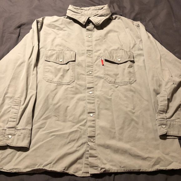 Benchmark FR HRC1 Vented Gray Button Down Pearl Snap Long Sleeve Men's Size 2X - Picture 1 of 12